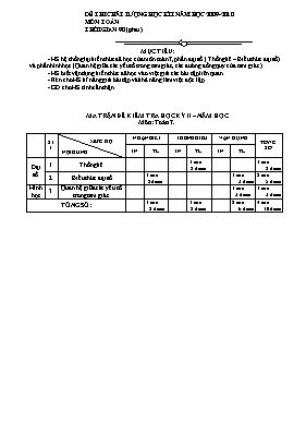 Đề thi chất lượng học kì I năm học 2009-2010 môn Toán 7